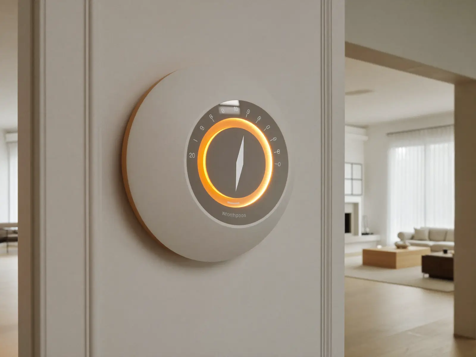 Modern smart thermostat mounted on a wall